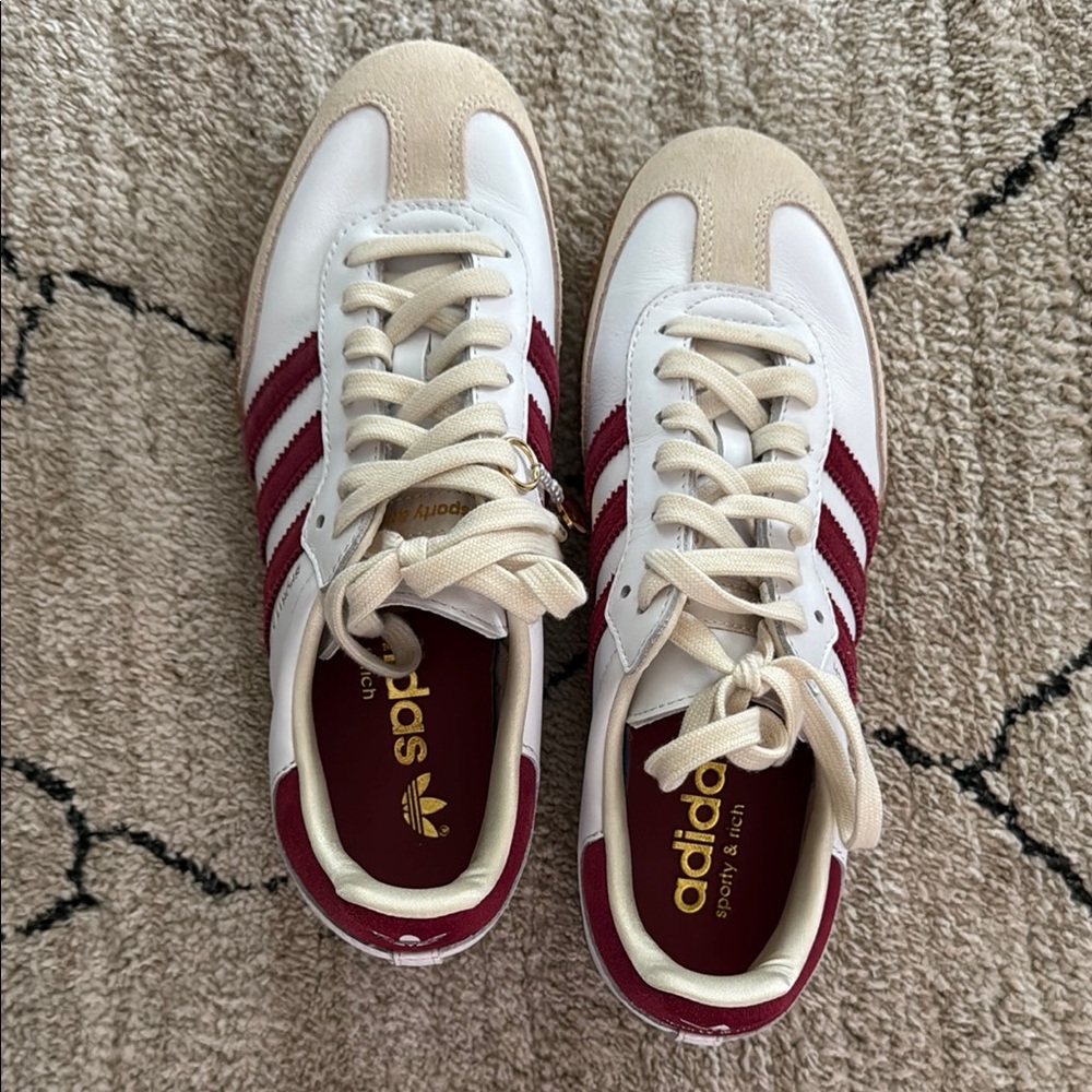 Sporty & Rich White and Burgundy Sneakers